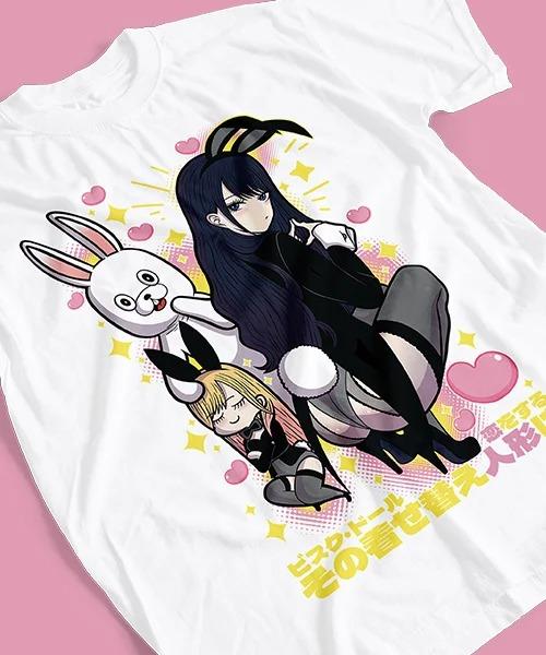 My Dress-Up Darling Marin Kitagawa Bunny Suit Anime Print T-Shirt | Unisex Cotton Casual Short Sleeve Streetwear Top