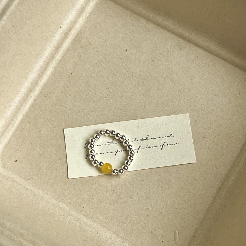 Color crystal beaded ring  niche design sense high-end finger ring light luxury temperament all-match ring accessories