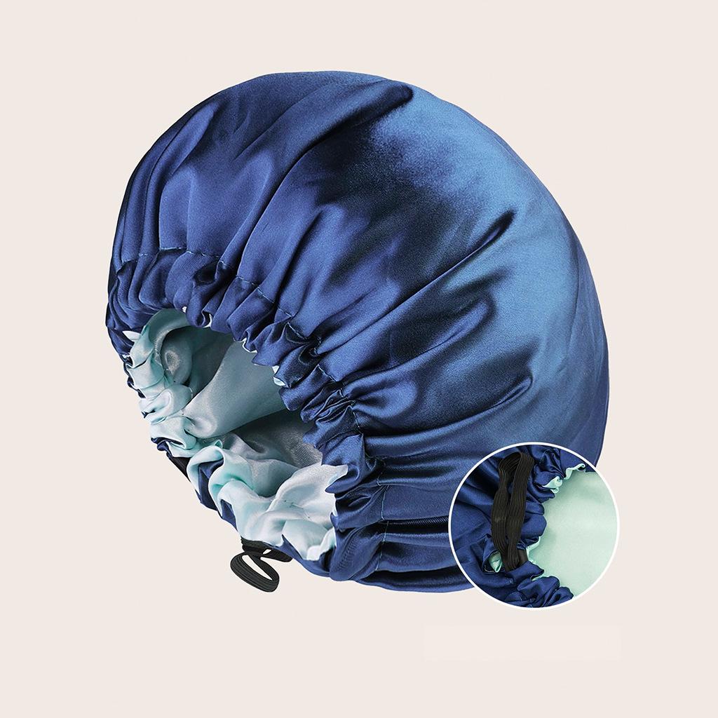 2024 Fashionable Double-Sided Satin Sleep Cap for Women - Elastic, Stylish Hair Protection with Button Design