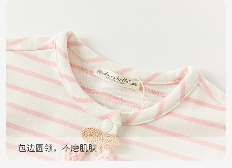 David Bella Children's Knitted Jacket Spring Dress Girls' Stylish Striped Top Baby Girls' Cardigan