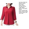 Mother Summer Top Turn-down Collar Buttons Solid Color Three-quarter Sleeves Pullover Match Pants Mid-aged Casual Plus Size Mom Spring T-shirt