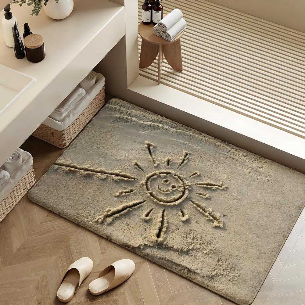 Beach Sand Floor Mat Soft Flannel Rug Non-Slip Absorbent Mat For Bathroom Bedroom Home Decor