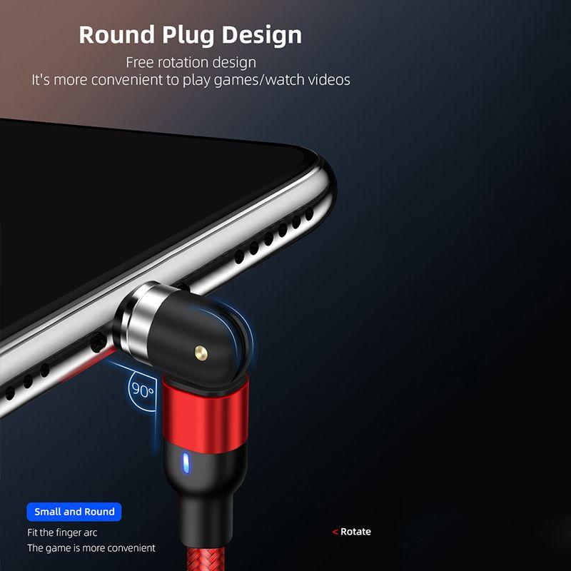 ROCK Magnetic USB Cable For iPhone Charger 540 Degree Rotate USB Type C Cable For Xiaomi Samsung Magnet Charge Micro USB Cable