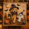 3D Imitation Pearl Painting Kit Halloween Faux Kit, Puppy Ghost Art Craft Kits for Families Groups Adults Beginners, Home Wall Decor, DIY Stress