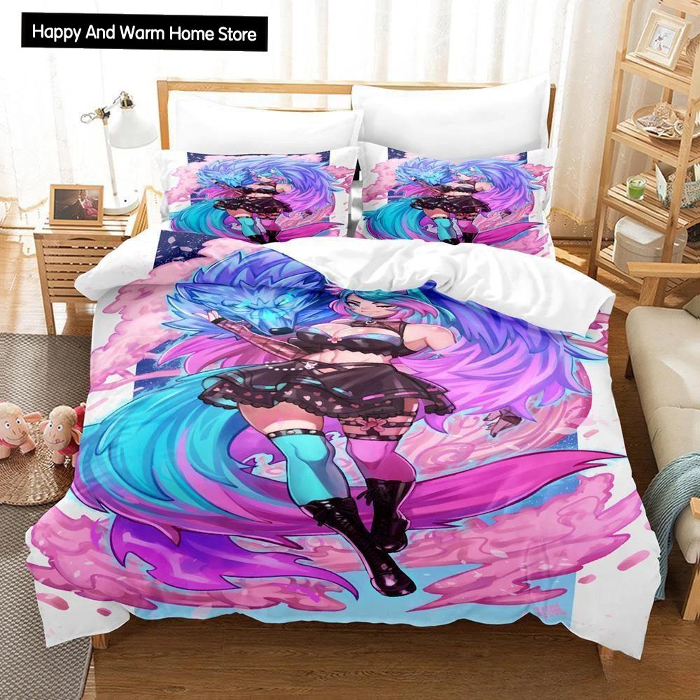 3D Anime Sexy Girls Silvervale Vtuber Bedding Collection Single Twin Full Queen King Size Bed Collection Adult Boys Bedroom Duvet Cover Collections