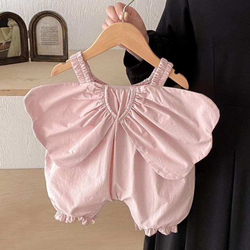 

Детский комбинезон Climb, летний комбинезон с крыльями, тонкий дизайн для девочек, розовый, без рукавов, милый и милый комбинезон принцессы 100