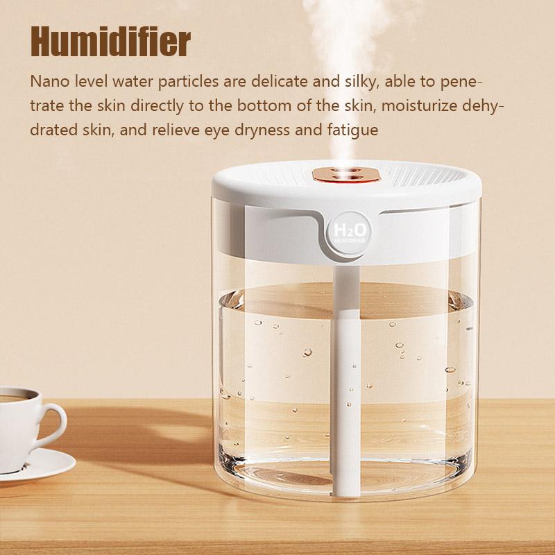 New 2L Double Nozzle Air Humidifier with Warm Night Light Large Capacity Aroma Essential Oil Diffuser for Bedroom Office