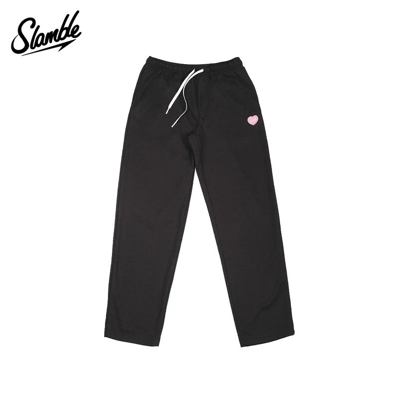 Slamble Girls' Waffle Knit Pants, Loose Straight-Leg Sports Casual Long Pants, Versatile Autumn New Style