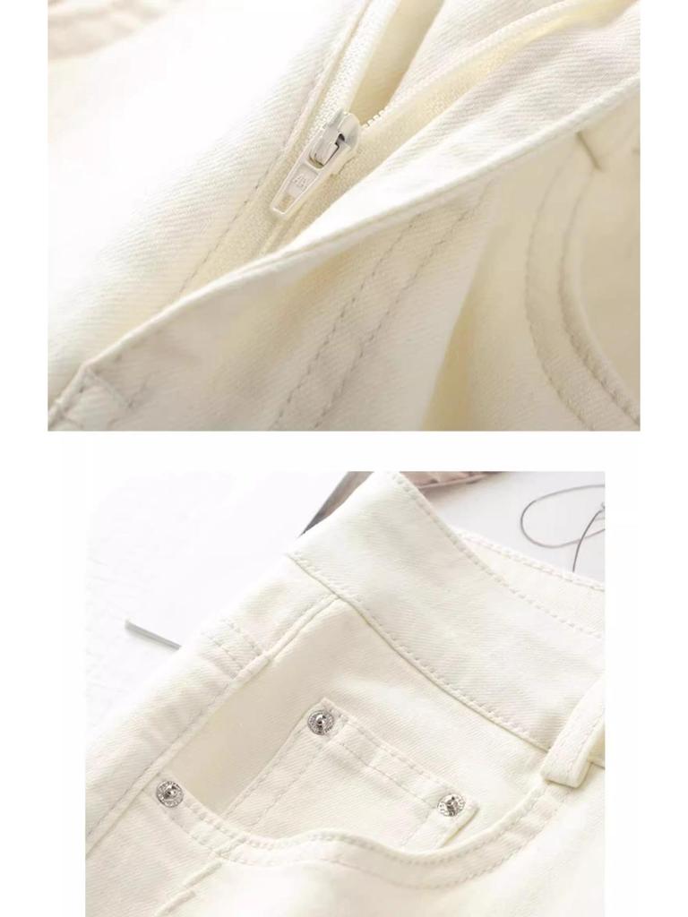 Women's Pink Wide-Leg Denim Pants: Petite, Straight-Leg, Spring/Autumn 2025 Fashion