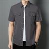 Men's Summer Military-Style Cotton Short-Sleeve Shirt - Casual, Lightweight, Multi-Pocket, Plus Size Workwear