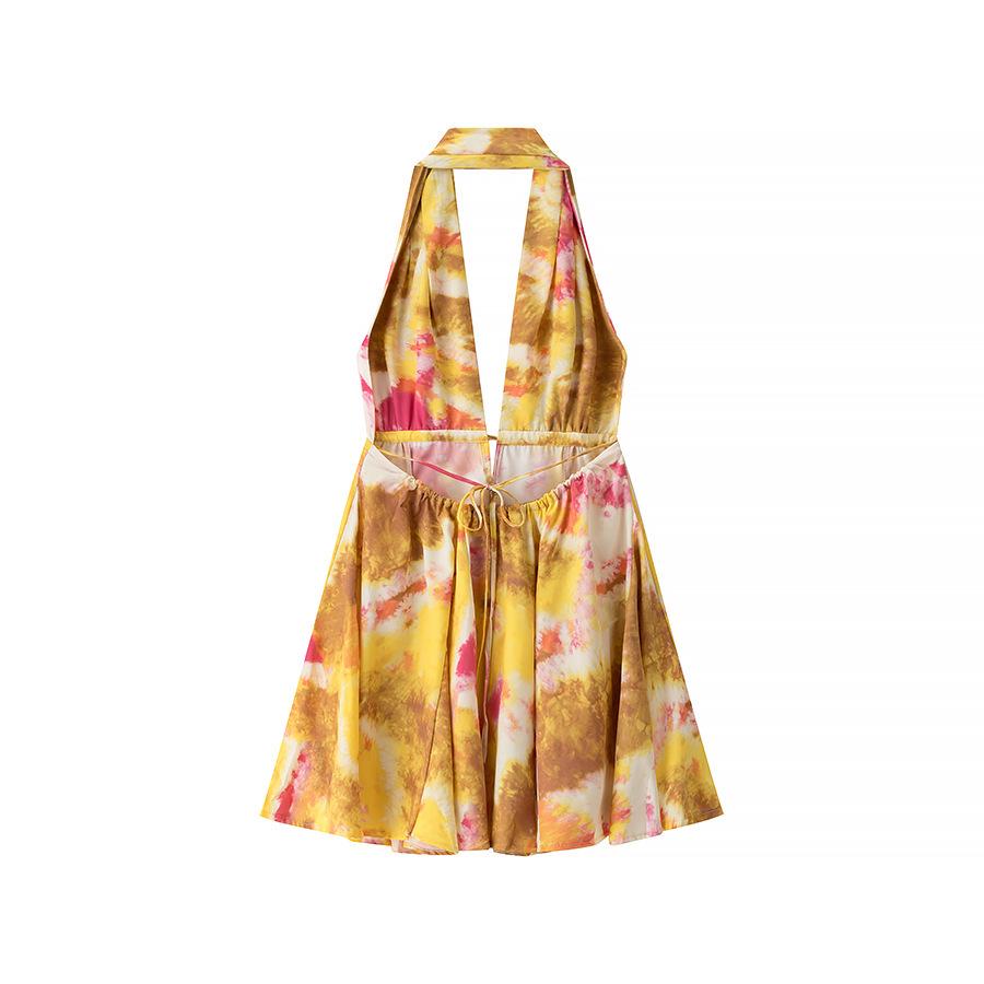 Summer 2025 European & American Women's Print Halter Dress