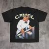 T-shirt in Cotone con Grafiche Camel Cigarette Estate Y2k 2026 Nuova Moda Estiva Stile Americano Uomo Duro