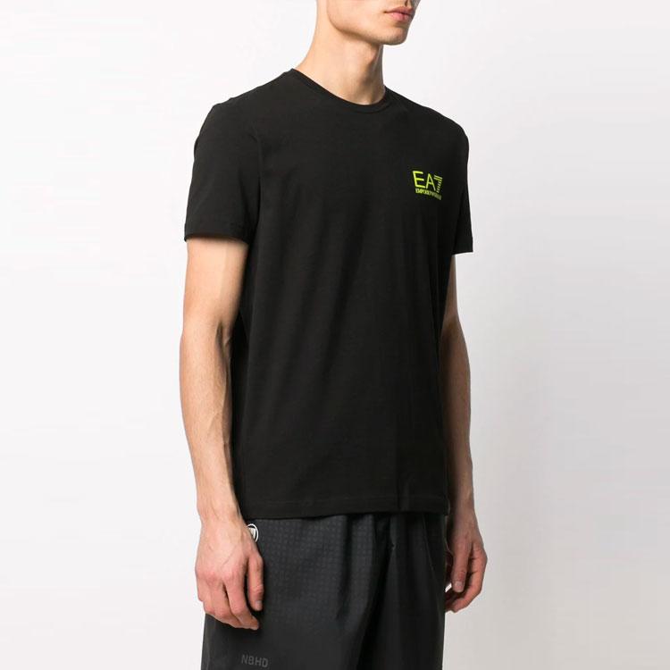 Emporio Armani EA7 SS21 Logo Print Cotton Short Sleeve T-Shirt Men Tops Black 3KPT06-PJ03Z-1200