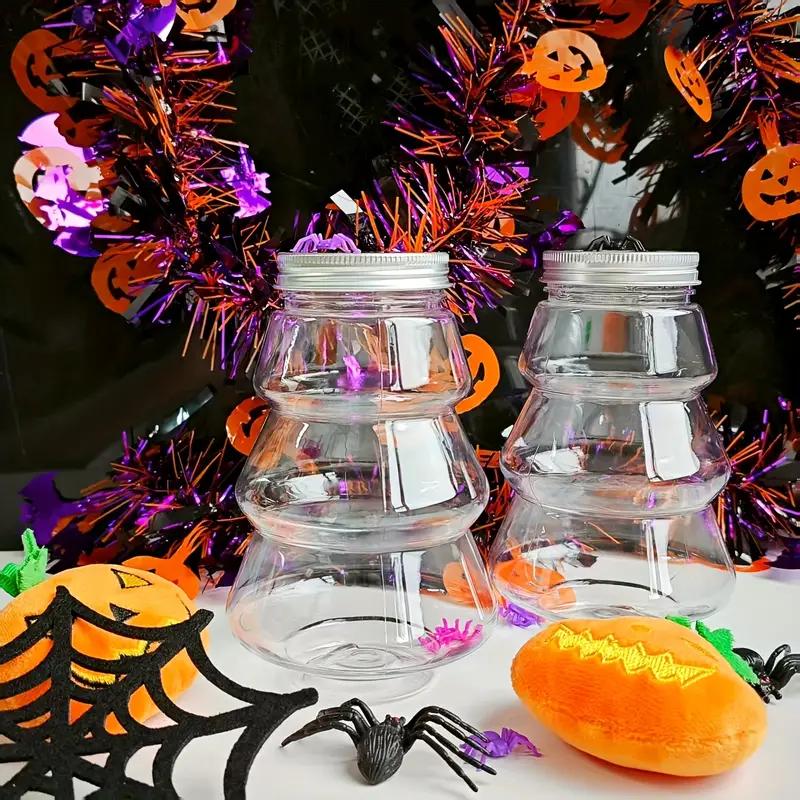 WTEMPO Christmas Tree Shaped Storage Jars with Lids Christmas Ornaments Clear Holiday Containers Halloween Christmas Party DIY Gift Packaging Boxes