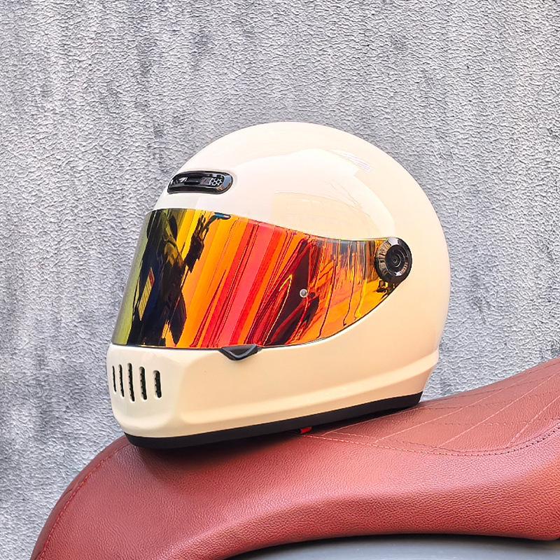 Motorcycle Retro Full Helmet Men's Winter Personality Cool Women's National Tide Race Cruise Retro Car Helmet Universal In All Seasons