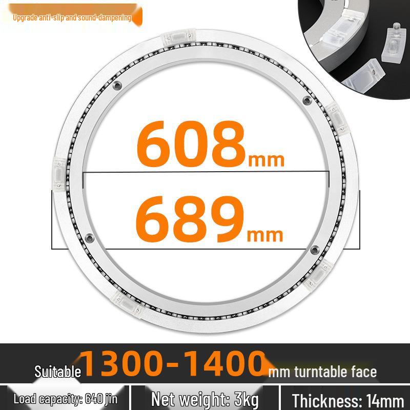 Round Marble Wooden Dining Table with Silent Aluminum Lazy Susan and Rotating Base