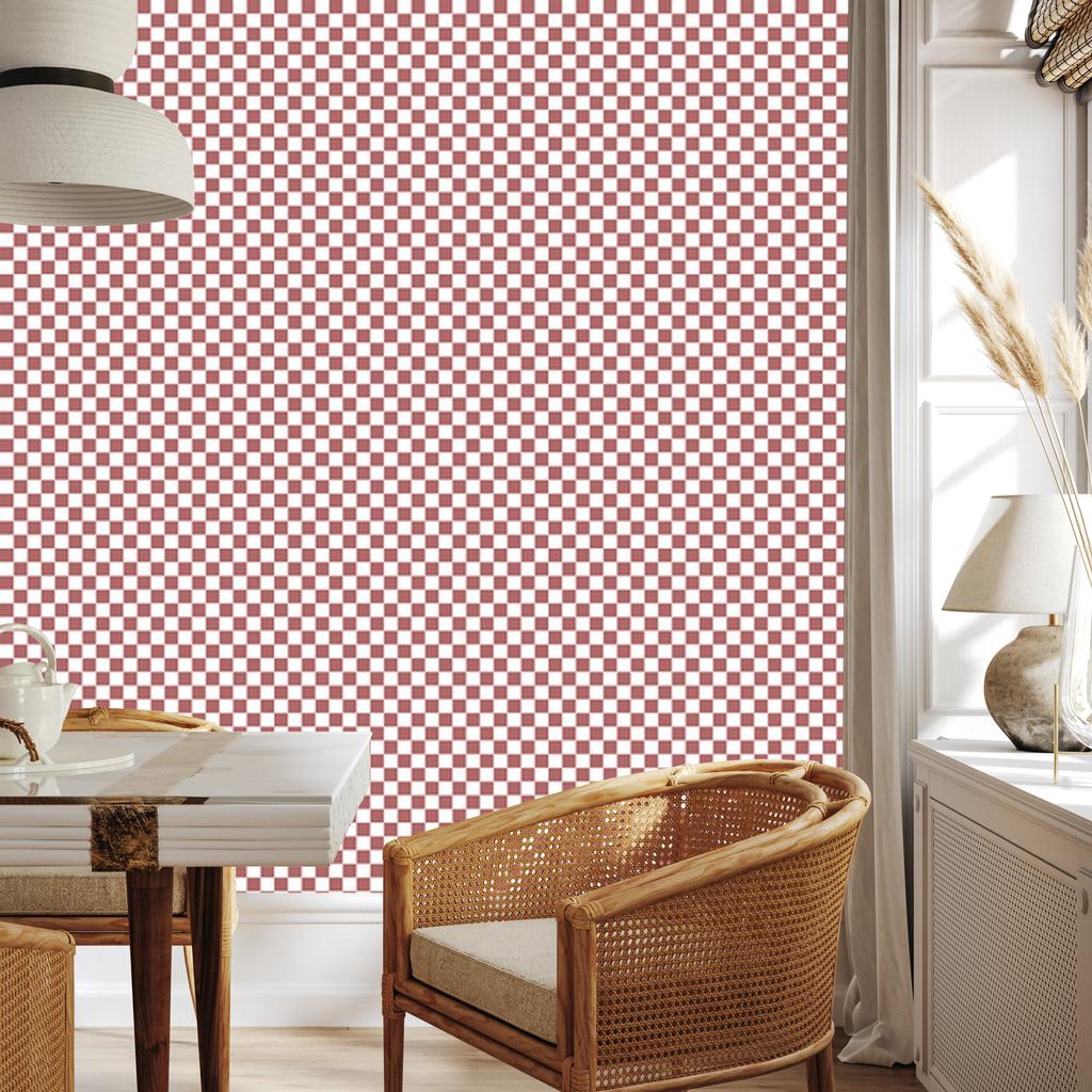 Red and Coral Checkerboard Wallpaper for Living Room and Bedroom 50x1000