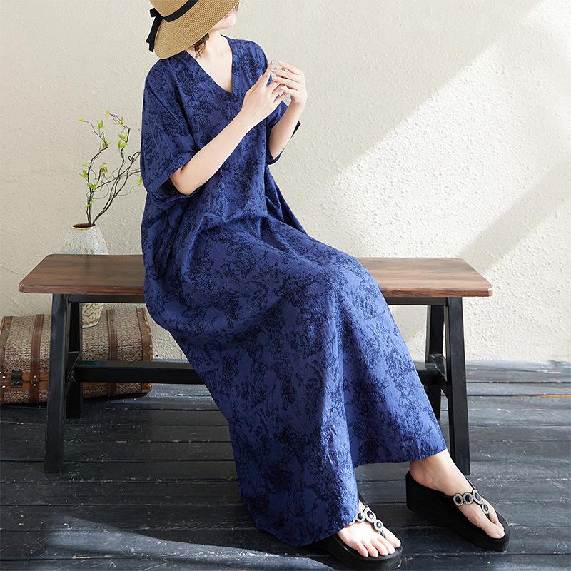 Summer Vacation Style Cotton and Linen Loose Women's Dress