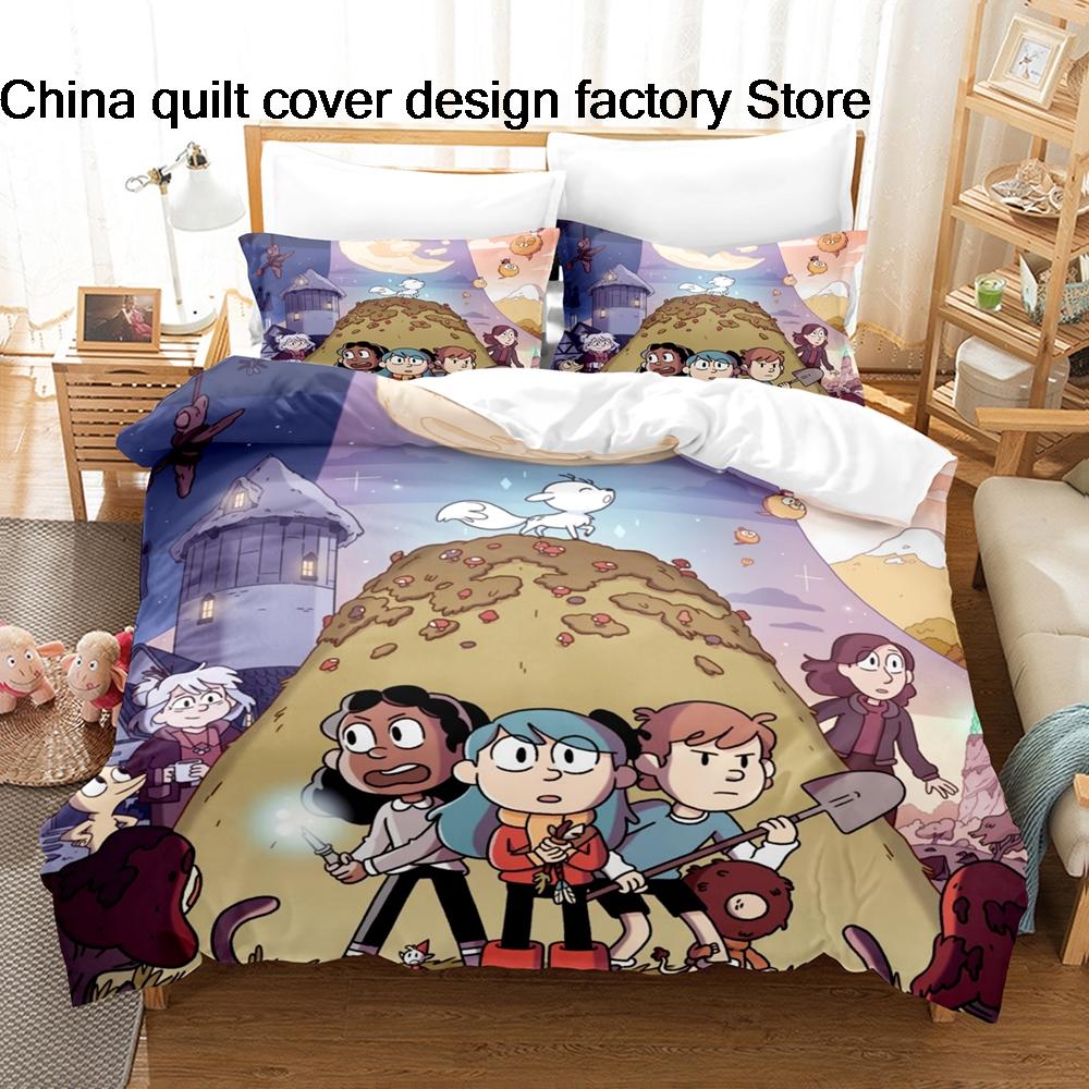 Cute Hilda and Friends Bedding Set 3D Printed Duvet Cover Pillowcase For Kids Bedroom Home Textile Twin Full Queen King Size