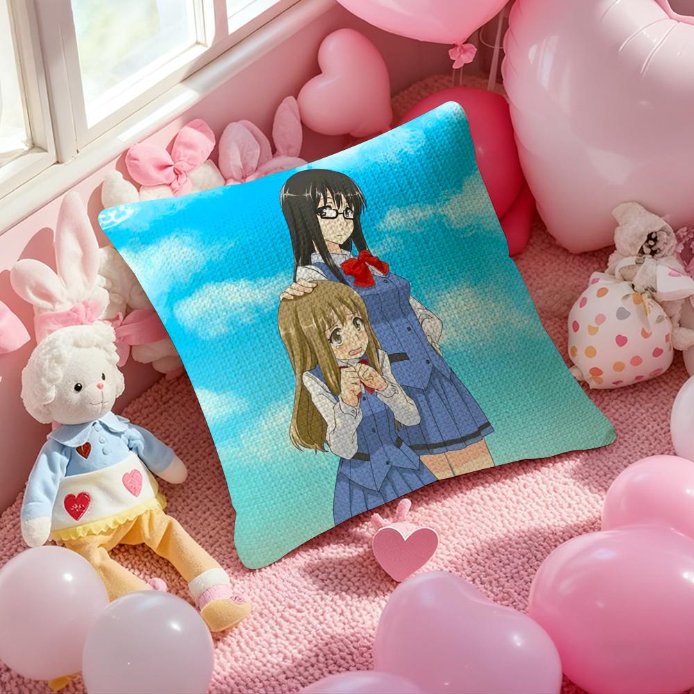 Girl For Love Anime Sasameki Koto Pillow Case Anti-Dustmite Pillowcase Invisible Zipper Silky Short Plush Sofa Cushion Cover