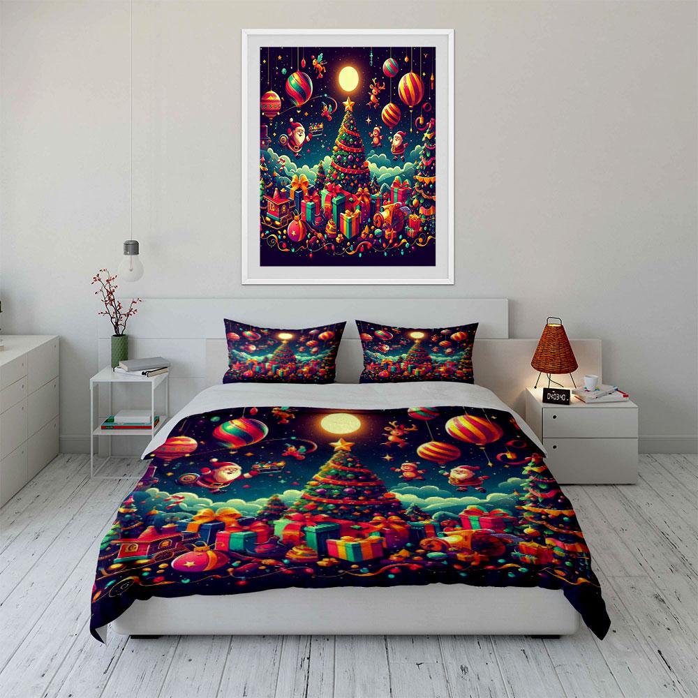 Santa, Gifts, Christmas Tree. Bedding Sets Duvet Cover Sets Duvet Covers Pillowcases(1*Duvet Cover 2*Pillowcases Without Duvet Insert)