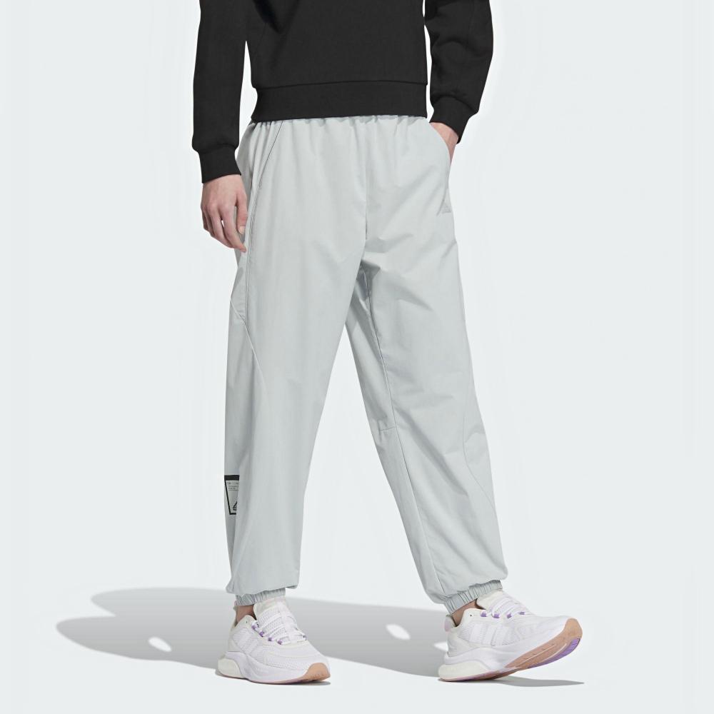 adidas Oddychające spodnie casual z wysokim stanem i ściągaczem dla kobiet, jasnoniebieskie IP7080