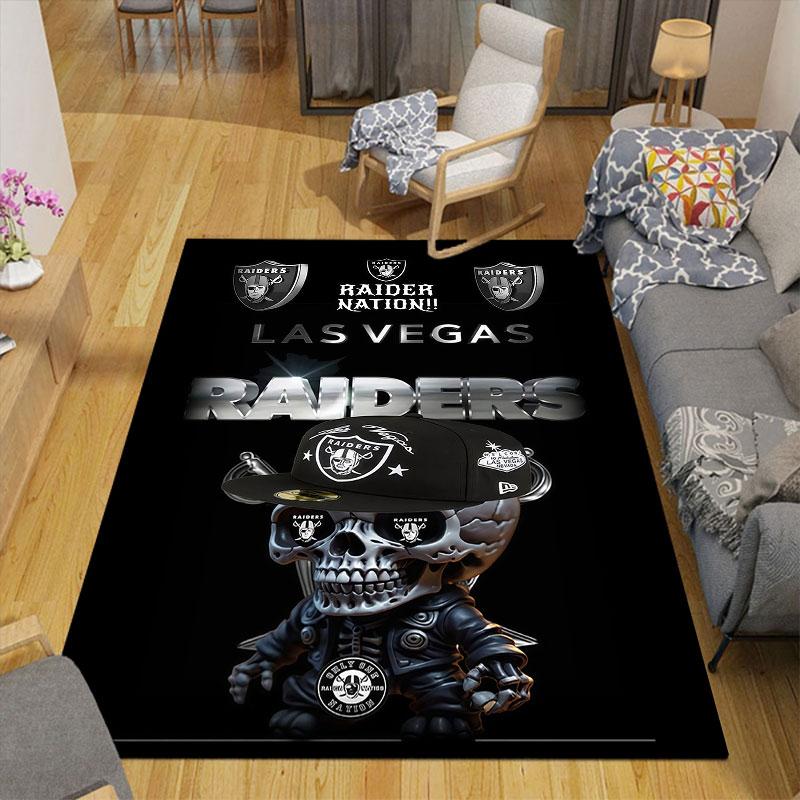 Black Raiders Flannel Printed Carpet, Home Sofa Decoration for Living Room & Bedroom, Non‑Slip Play Flannel Floor Mat for Game Room