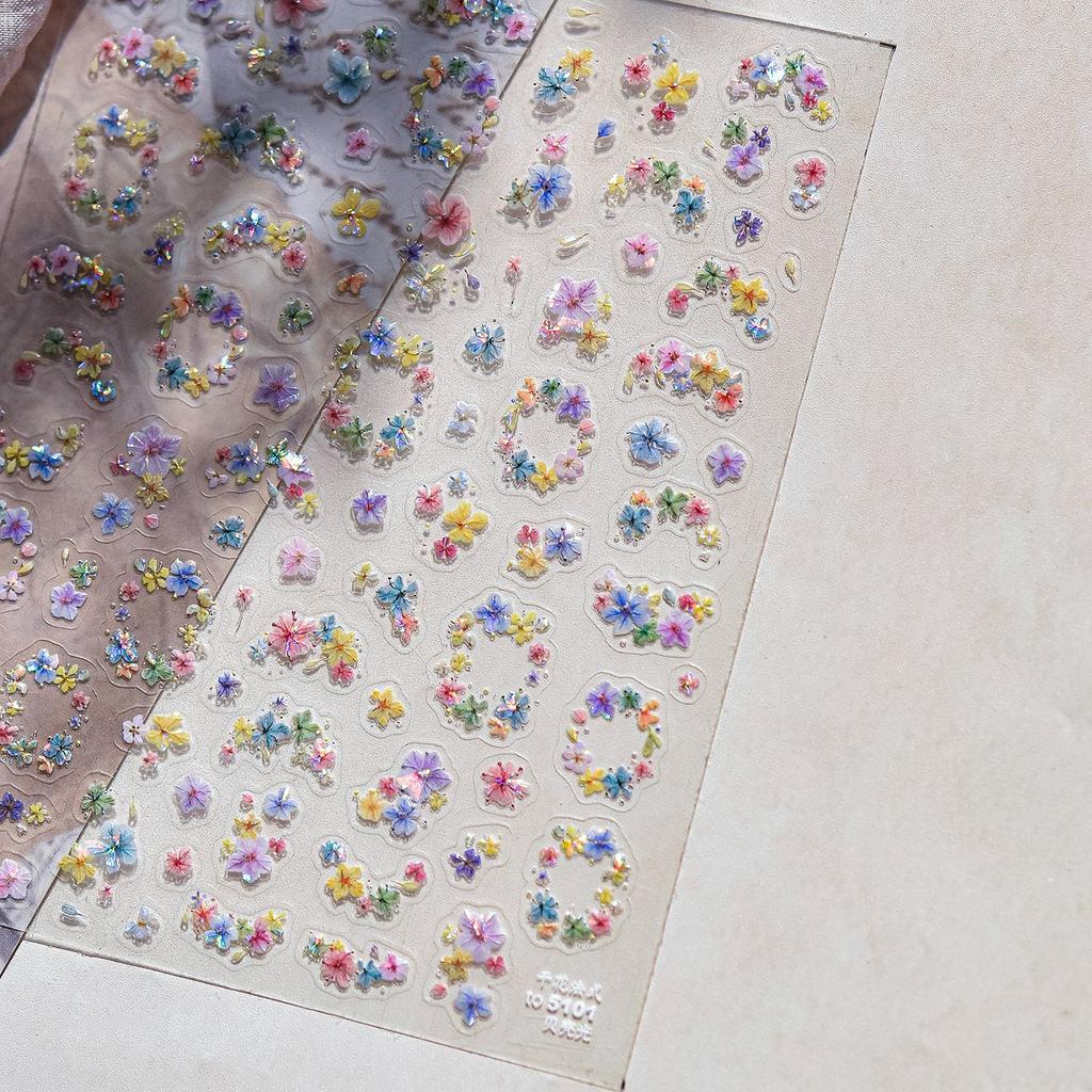1pcs 5D Bronzing Shininy Pink Sakura Nail Art Stickers Flower Self-Adhesive Nail Decorations Decals Accessories