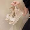 Waterproof Table Slope Heel Sandals Women's 2025 Summer New Braided Platform Women's Shoes with Platform High Heels Beach Shoes