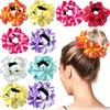 High Quality7pcs Set, Women'S Gradient Faux Flower Elastic Hair Ties, Spring And Summer Valentine'S Day Hair Accessories, Bohemian Sweet Beach Style.