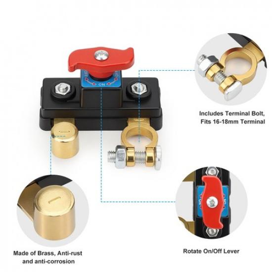 

2Pcs 12V & 24V DC Battery Disconnect Terminal Switch Isolator Cut Off for Car RV