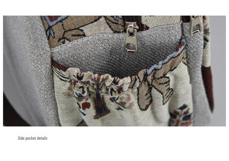 Women's Retro Canvas Floral Backpack - Lightweight, Handwoven & Versatile for College Students