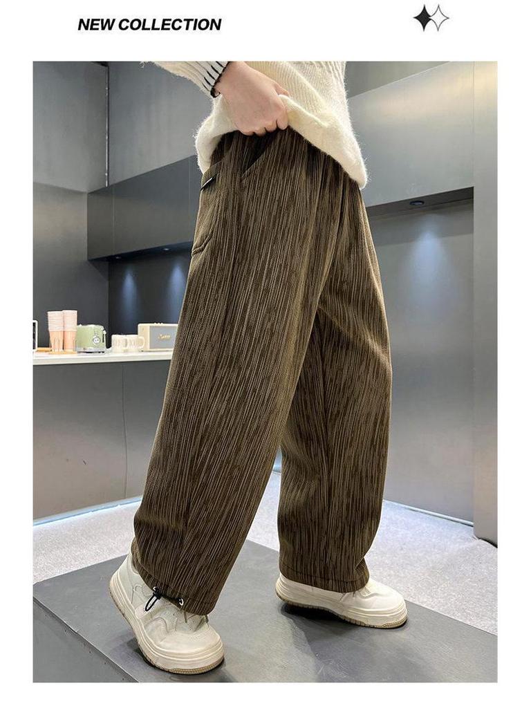 Boys' Fleece-Lined Corduroy Pants - Autumn & Winter Style, Thickened One-Piece Fleece, Handsome Casual Pants for Older Boys