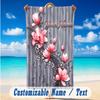 Floral Garden Theme Beach Towel Personalized Custom Name & Text Soft Quick Dry Beach Towel for Swimming Travel