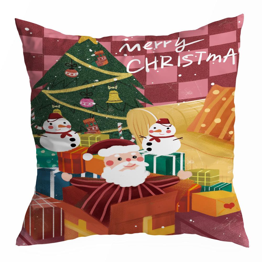 Christmas Pillowcase Cartoon Santa Claus Home Sofa Car Cushion Printed Pillowcase