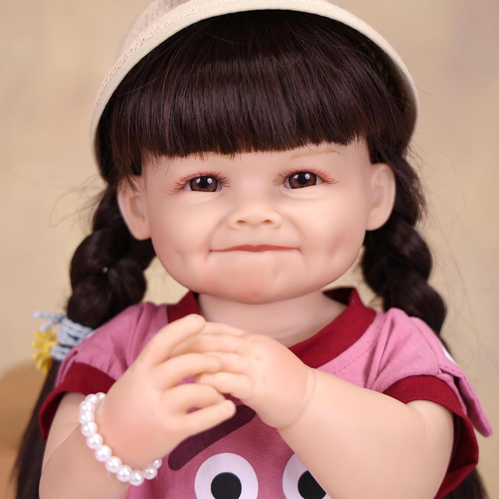 KEIUMI Smiling Reborn Baby Girl Dolls 55 Cm Full Silicone Vinyl Body Bathe Lifelike Princess Bebe Newborn Dolls Christmas Gifts