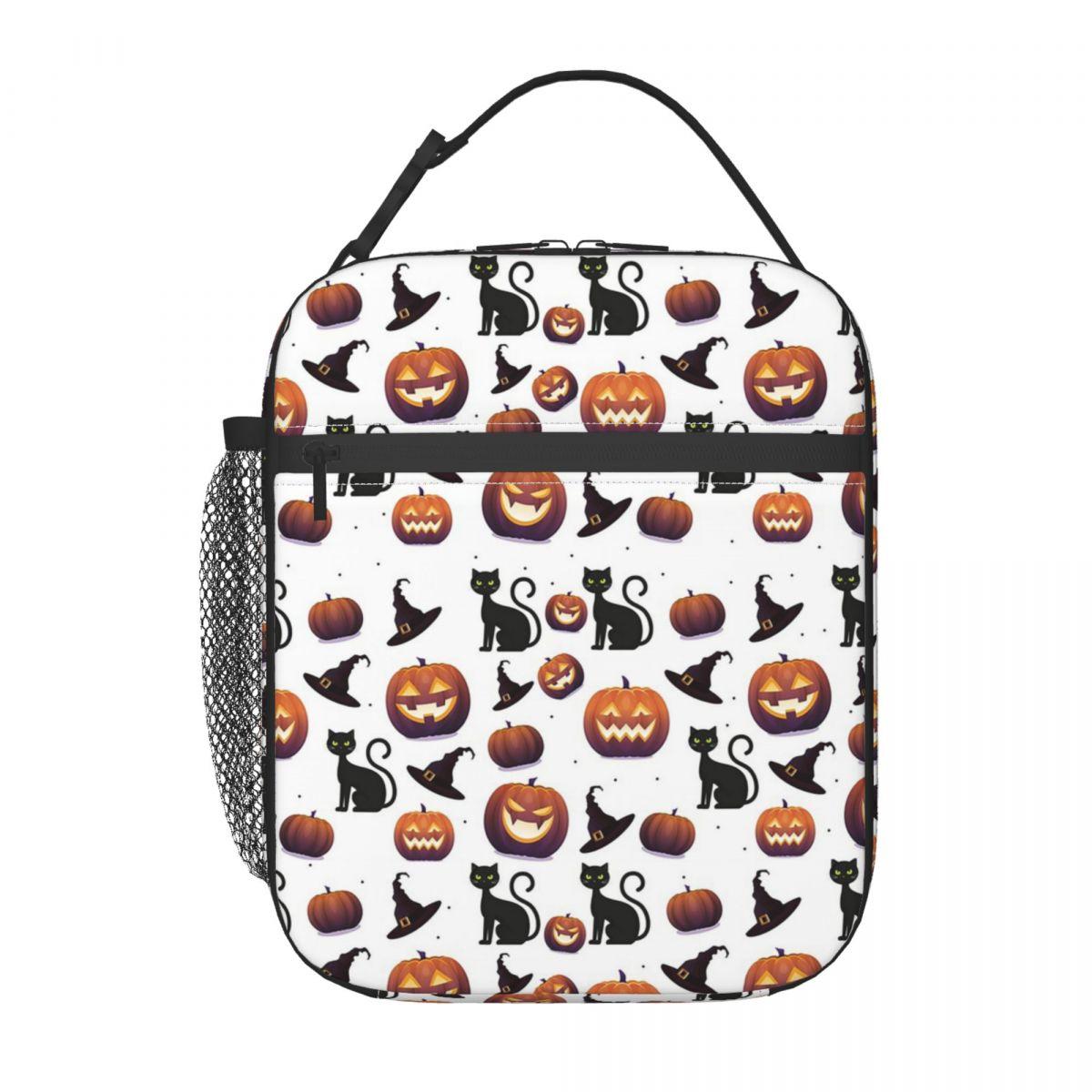 

Witch Black Cat Pumpkin Halloween Pattern Insulated Lunch Bag for Women Children Leakproof Food Boxes Thermal Lunch Box Tote One Size