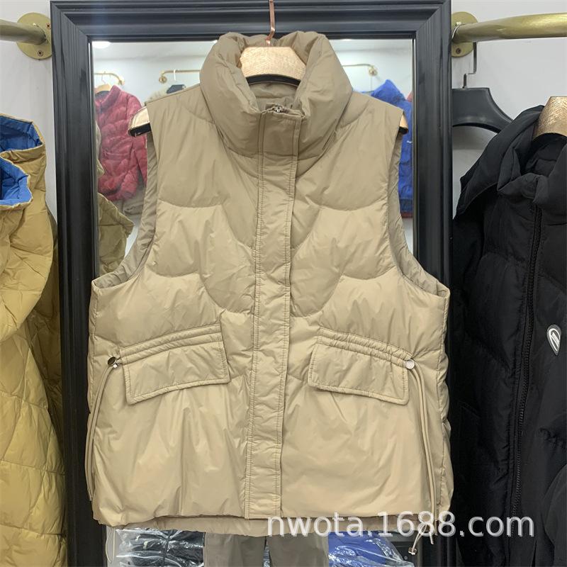 New small white duck down down vest women's foreign style fashion stand-up collar vest jacket