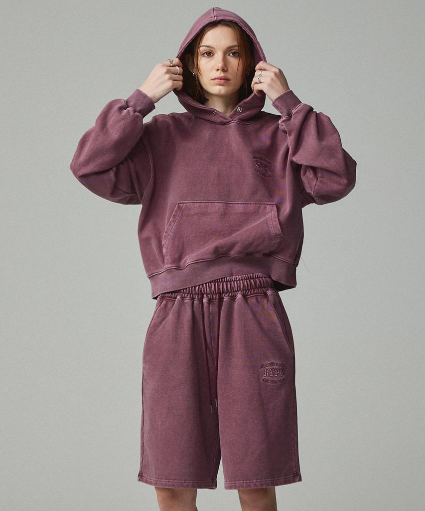PIGMENT Authentic Embroidered Crop Hoodie Wine