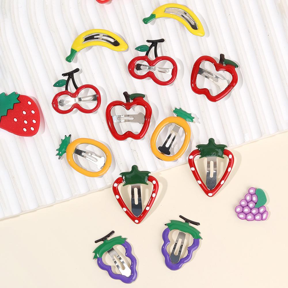 12Pcs Side Strawberry Hairpin Children Daily Styling Boutique Headwear Hot Cute Girls Hair Accessories Fruit BB Hair Clips