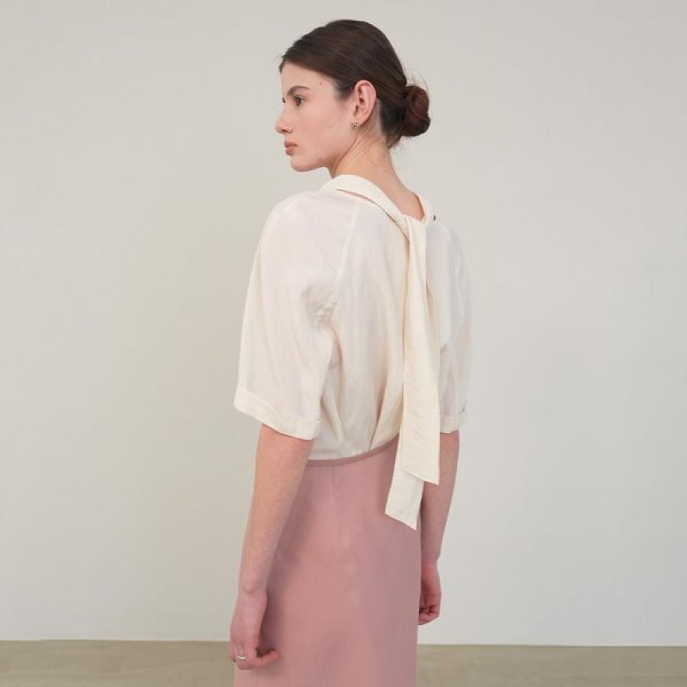 

On On High Neck Back Tie Blouse New5xb311 BLACK/66