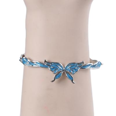 Enchanting Blue Butterfly Wristchain Adjustable Handchain Colorful Female Wristchain Elegant Jewelry for Women Girl