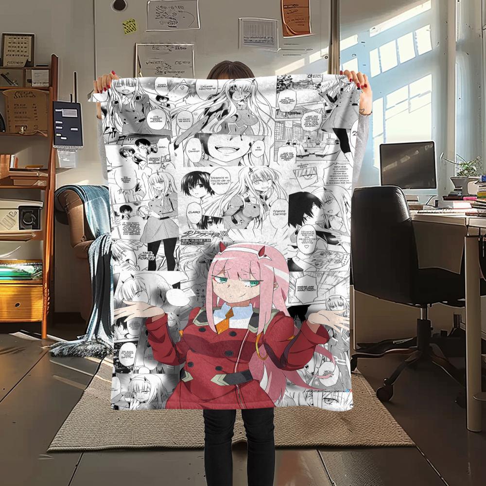 1PC DARLING In the FRANXX Zero Two Print Flannel Blanket, High Quality All Seasons, Home Decor, Warmth and Comfort, Perfect for Christmas Gifts