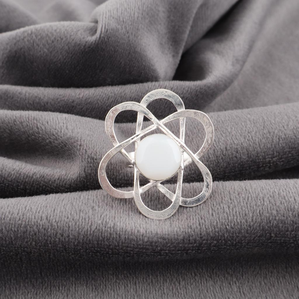 Milchiger Opal Edelstein Schmuck, 925 Sterlingsilber Ring, Handgefertigter Opal Silberring Attraktiver Silberring für Hochzeitsgeschenk