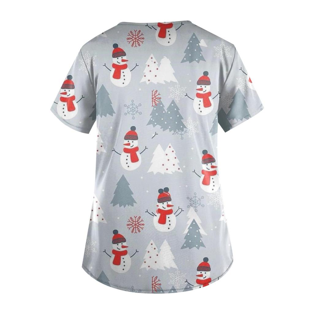 Christmas Women's V-neck Fashion Casual Christmas Printing Top Protective Work Suit