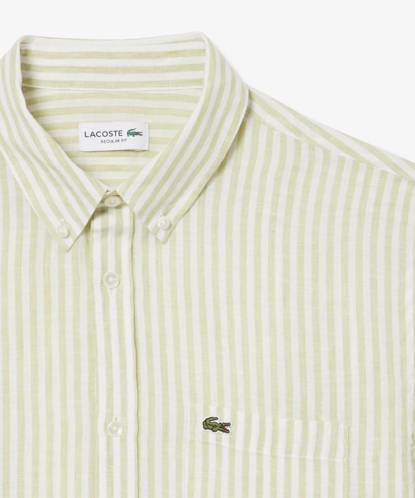 LACOSTE Men'S Linen Striped Short Sleeve Shirt Ch8061-56G 374