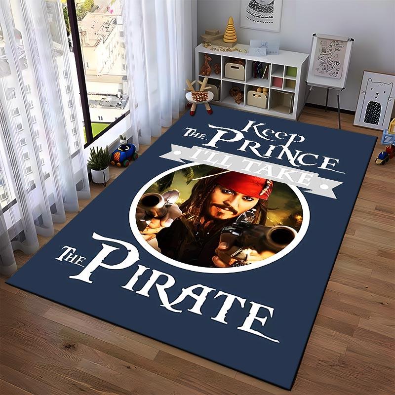 Keep The Prince I'll Take The Pirate Carpet - Blue Background Pirate Theme Design Suitable for use as an anti-slip1 for1room and bedroom sofas