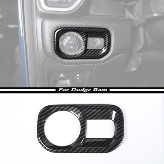 For  - 2024 Dodge RAM 1500 Carbon Fiber Interior Headlight Switch Cover Trim