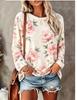 Maglietta da Donna a Maniche Lunghe Stampa Floreale Idrangea Viola Acquerello Girocollo Casual Top Autunnali