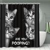 4Pcs Funny Black Cat Shower Curtain Set with Non-Slip Bath Mat, Toilet Lid Cover, Contour Rug & 12 Hooks, Bathroom Decor